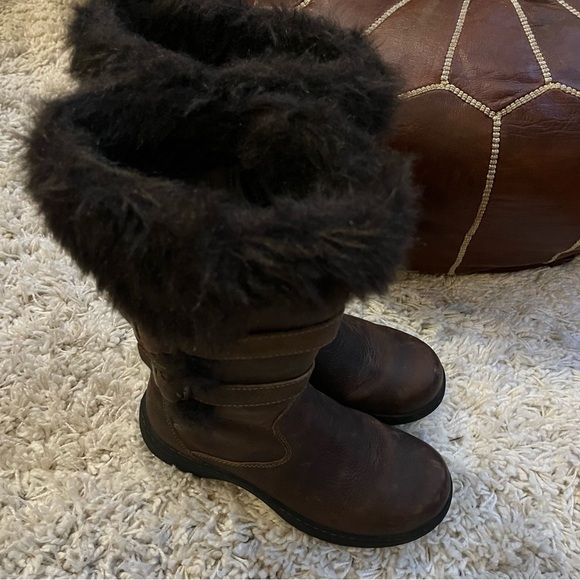 L.L. Bean Nordic Tek Tall Leather Boots Faux Fur Brown Winter Snow Boot - Picture 8 of 9